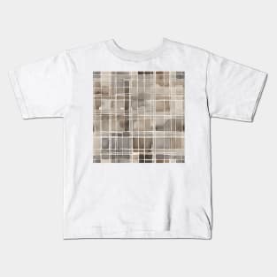 Brown and Beige Watercolor Abstract Grid Kids T-Shirt